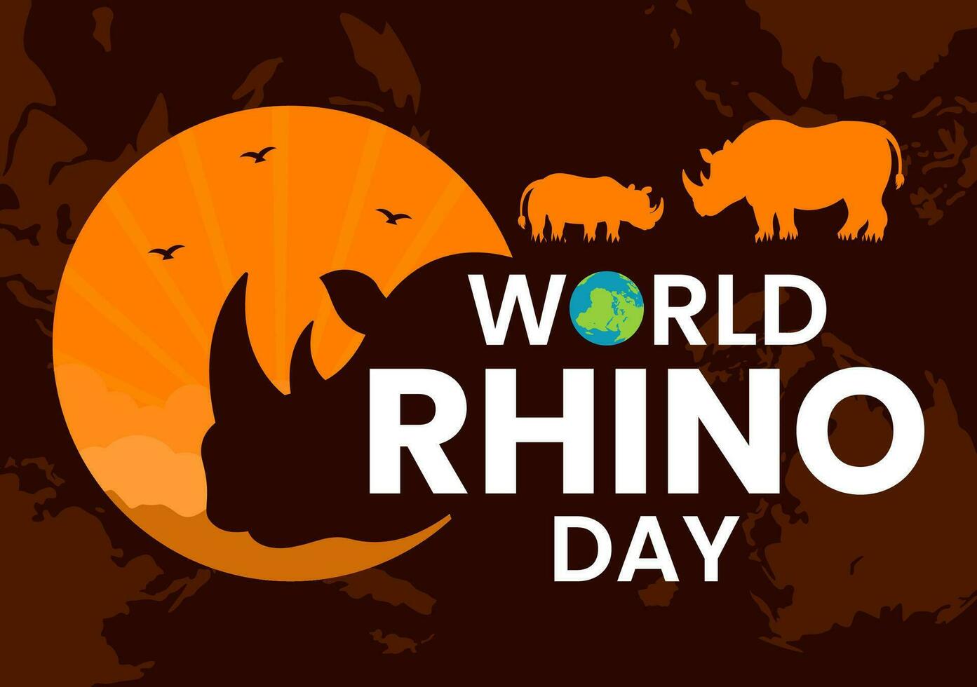 World Rhino Day Vector Illustration on 22 September for Lovers and Defenders of Rhinos or Animal Protection in Flat Cartoon Hand Drawn Templates