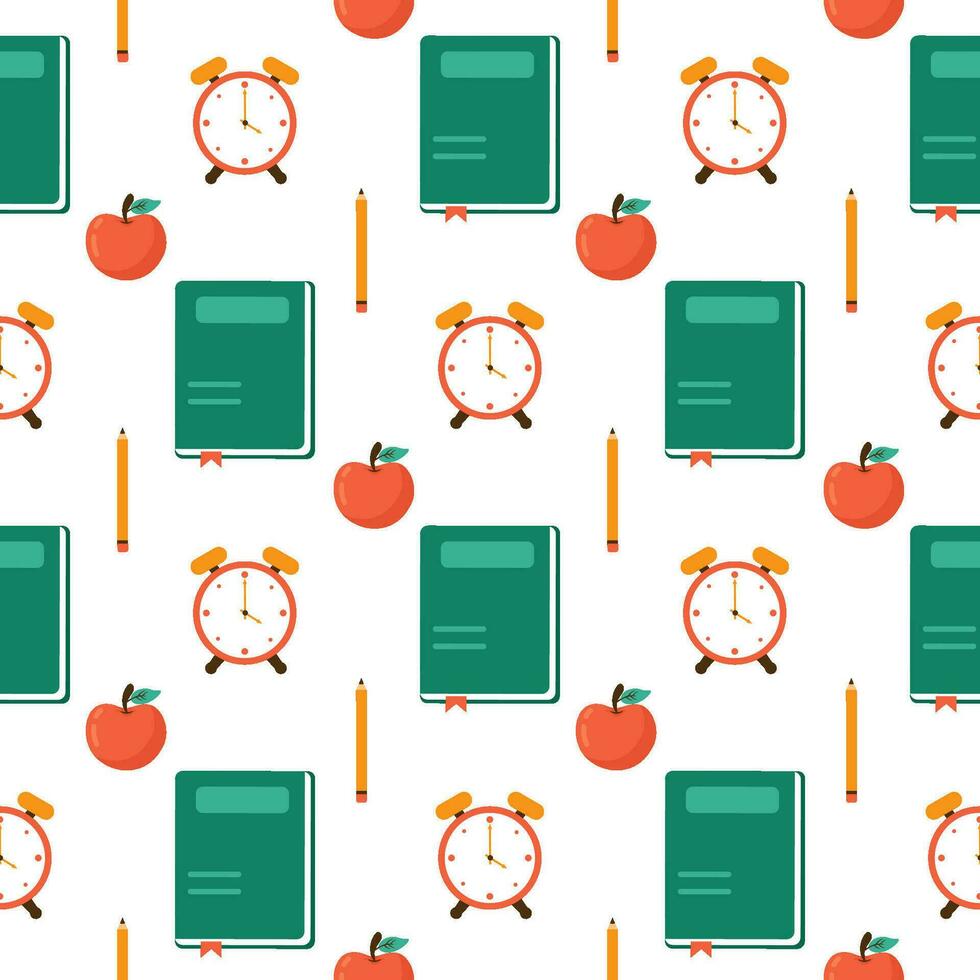 Happy Teacher Seamless Pattern Design Educational Style Elements in Template Hand Drawn Cartoon Flat Illustration vector