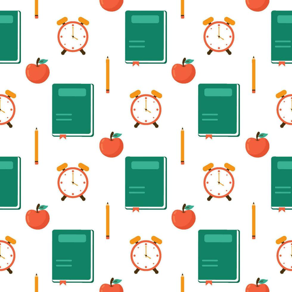 Happy Teacher Seamless Pattern Design Educational Style Elements in Template Hand Drawn Cartoon Flat Illustration vector