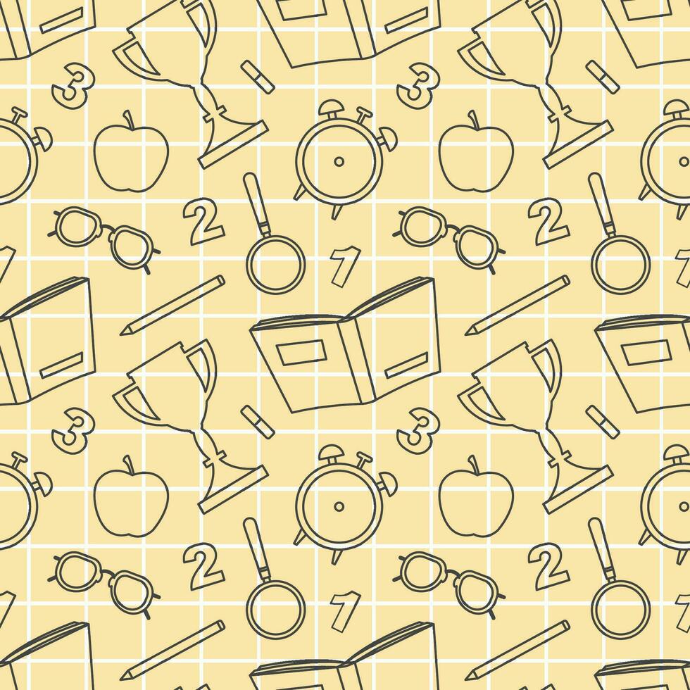 Happy Teacher Seamless Pattern Design Educational Style Elements in Template Hand Drawn Cartoon Flat Illustration vector