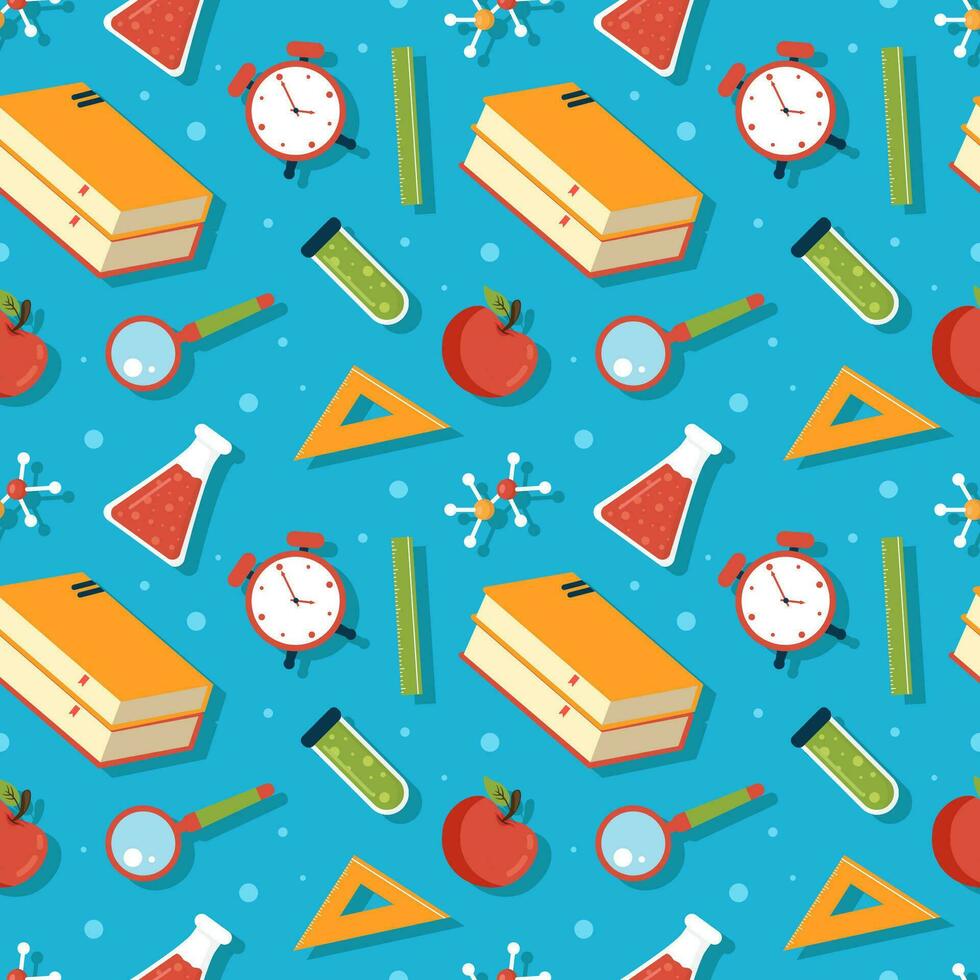 Happy Teacher Seamless Pattern Design Educational Style Elements in Template Hand Drawn Cartoon Flat Illustration vector
