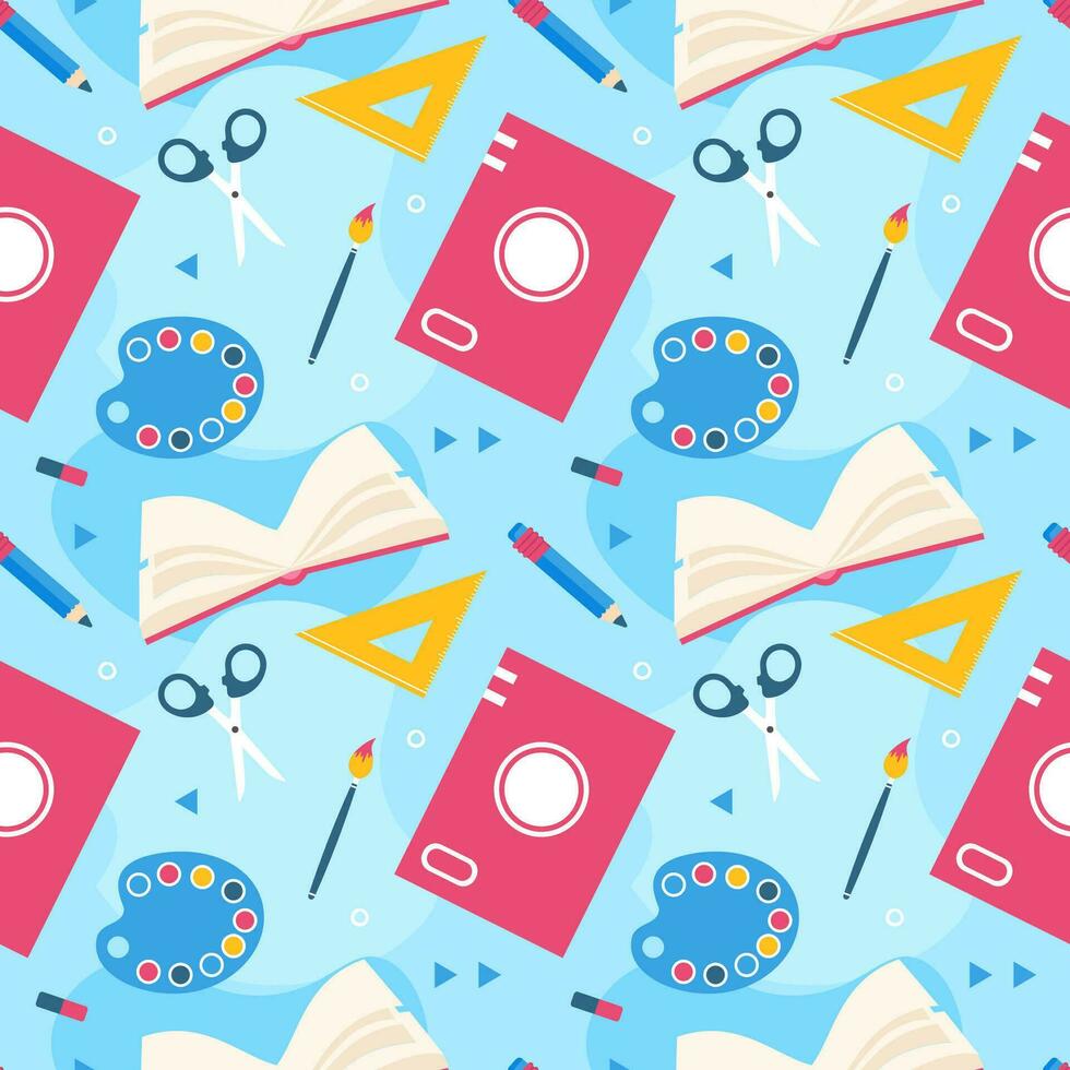 Happy Teacher Seamless Pattern Design Educational Style Elements in Template Hand Drawn Cartoon Flat Illustration vector