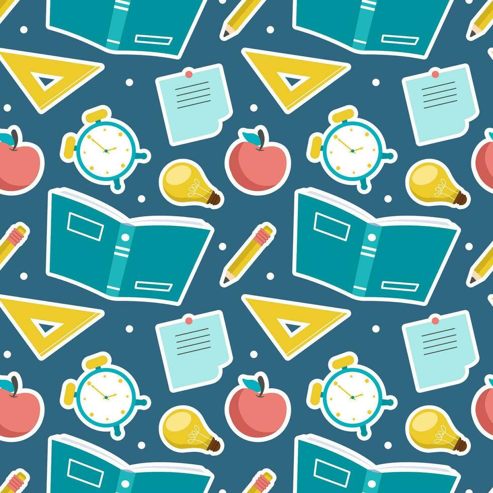 Happy Teacher Seamless Pattern Design Educational Style Elements in Template Hand Drawn Cartoon Flat Illustration vector