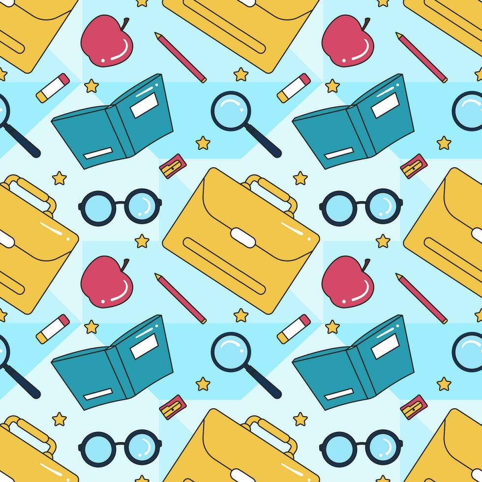Happy Teacher Seamless Pattern Design Educational Style Elements in Template Hand Drawn Cartoon Flat Illustration vector