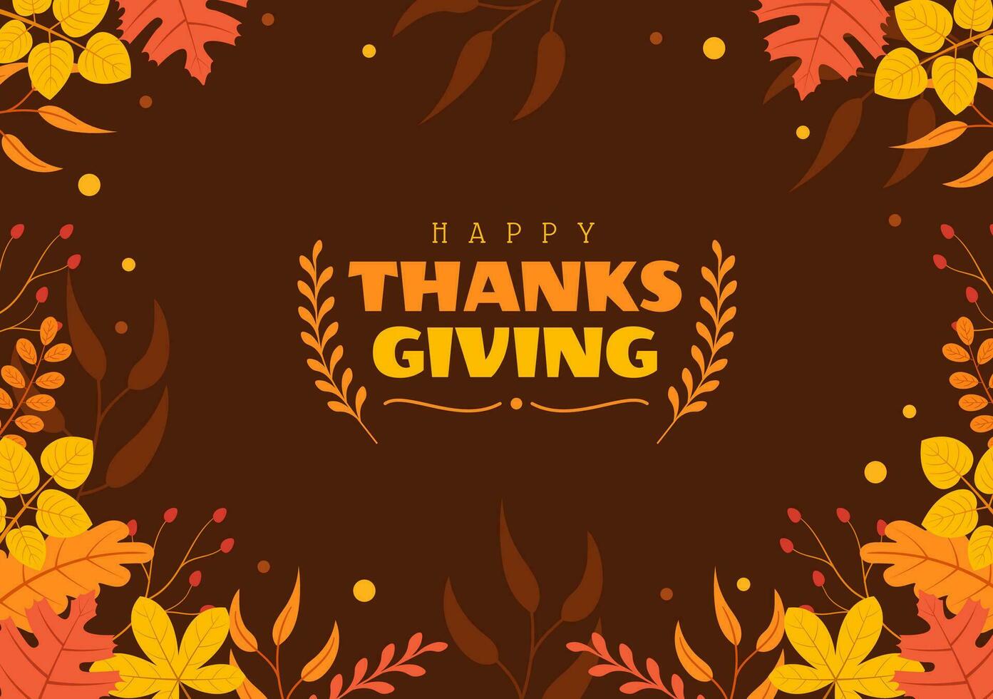 Happy Thanksgiving Day Vector Illustration with Turkey Bird, Pumpkin, Leaves and Many Others Elements Background Flat Cartoon Hand Drawn Templates