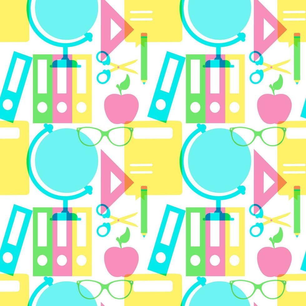 Happy Teacher Seamless Pattern Design Educational Style Elements in Template Hand Drawn Cartoon Flat Illustration vector