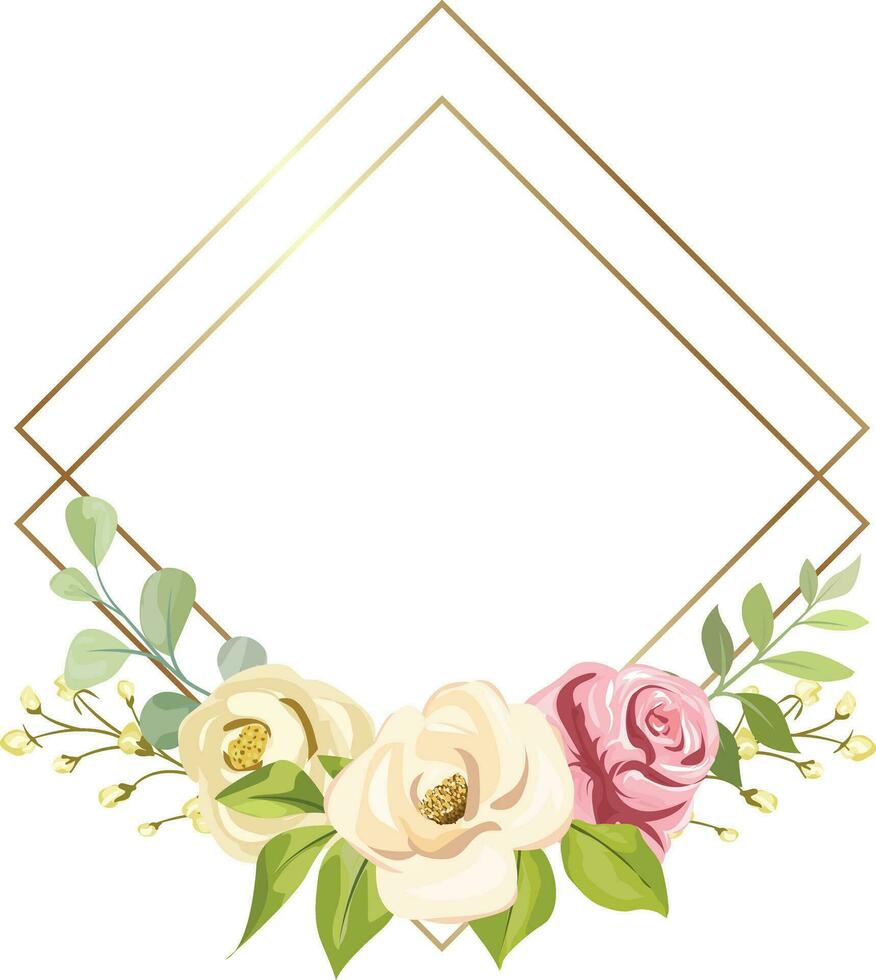 floral frame with beautiful rose decoration vector