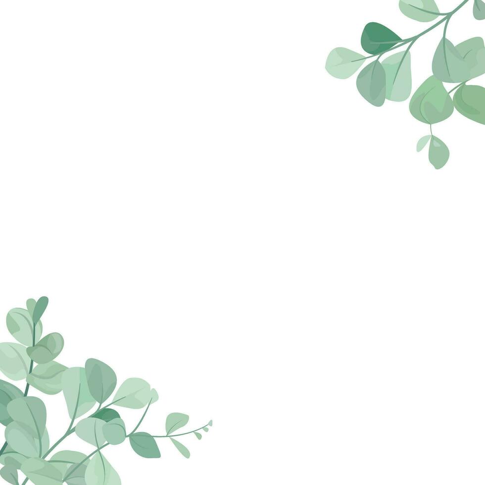 hoja marco con florido eucalipto hojas vector