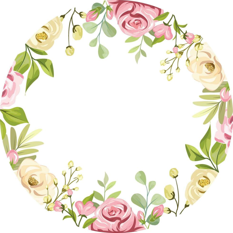 floral frame with beautiful rose decoration vector