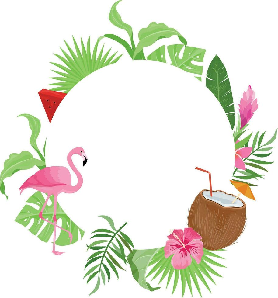 summer frame design with tropical leaves decoration vector