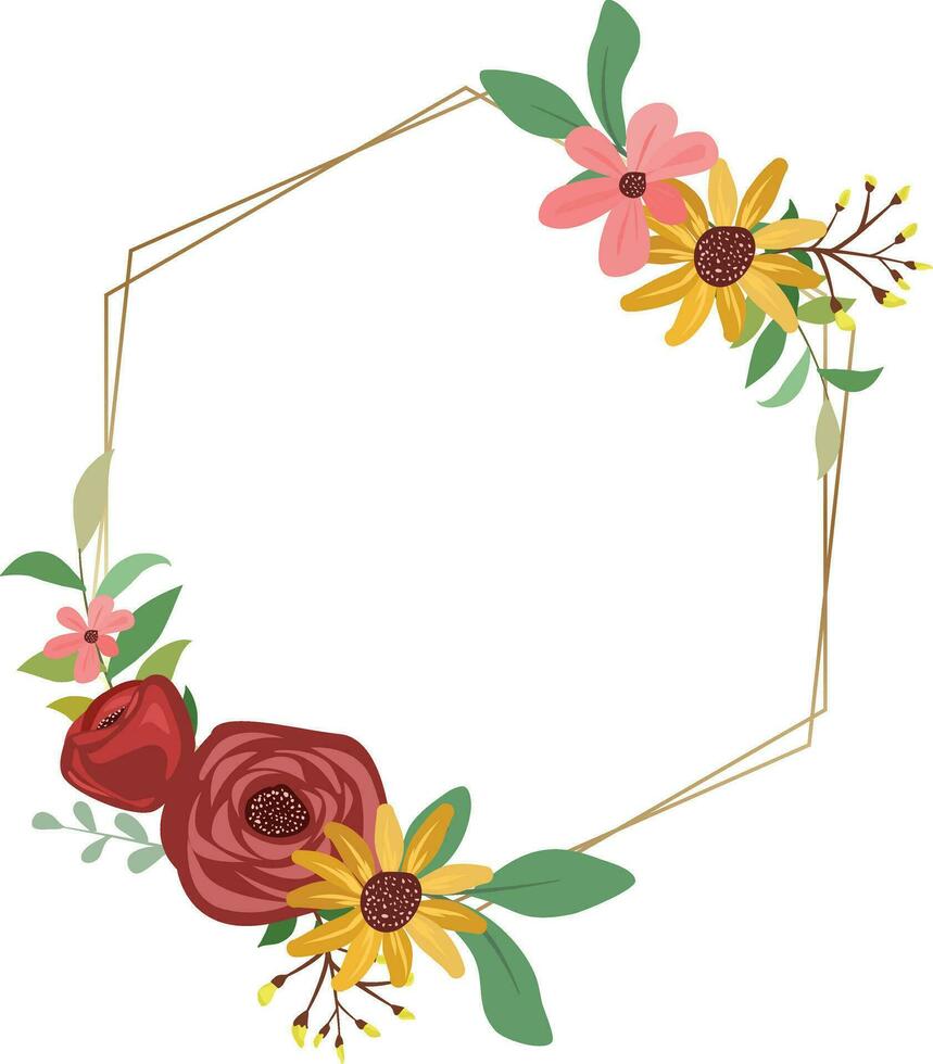 floral frame with wild flowers and leaves vector