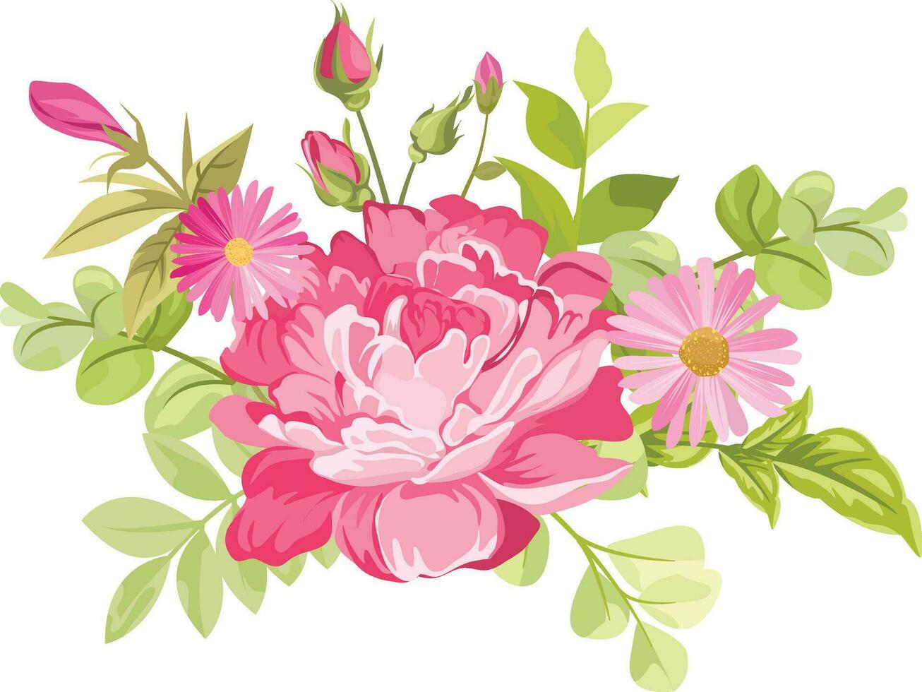 un ramo de flores de flores con un ramo de flores de hermosa flores vector