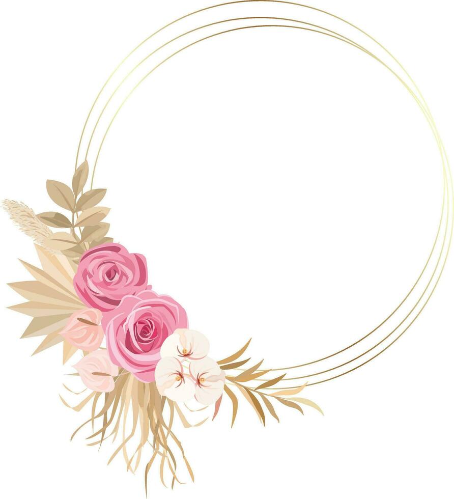 frame with boho style wreath vector