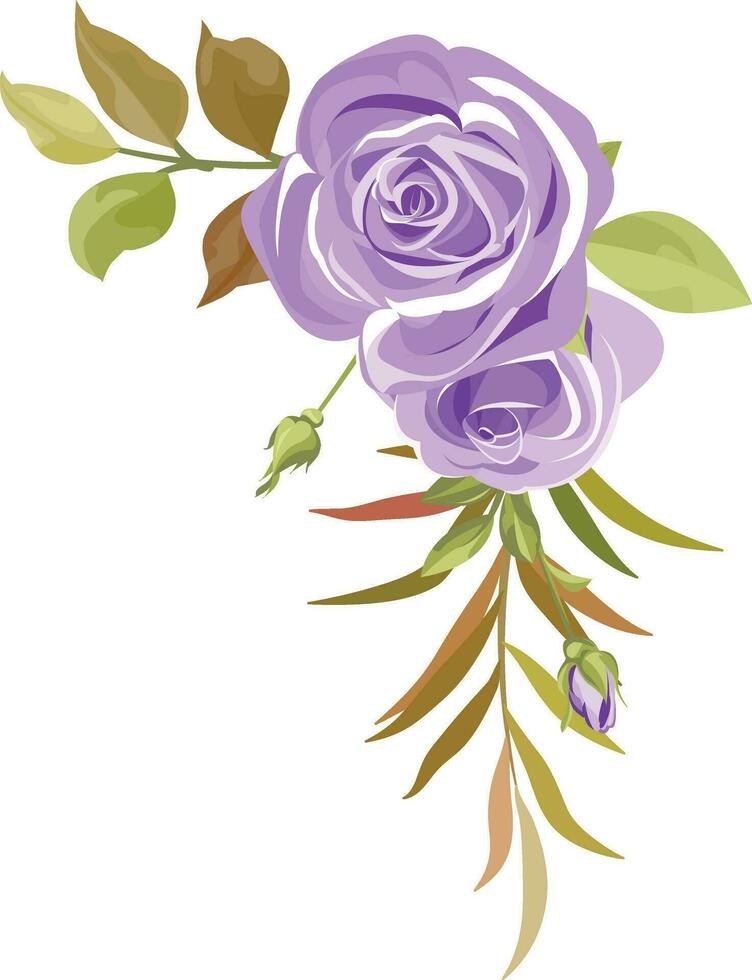 flower bouquet with beautiful roses and leaves vector