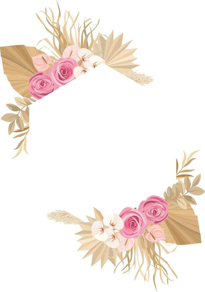 frame with boho style wreath vector