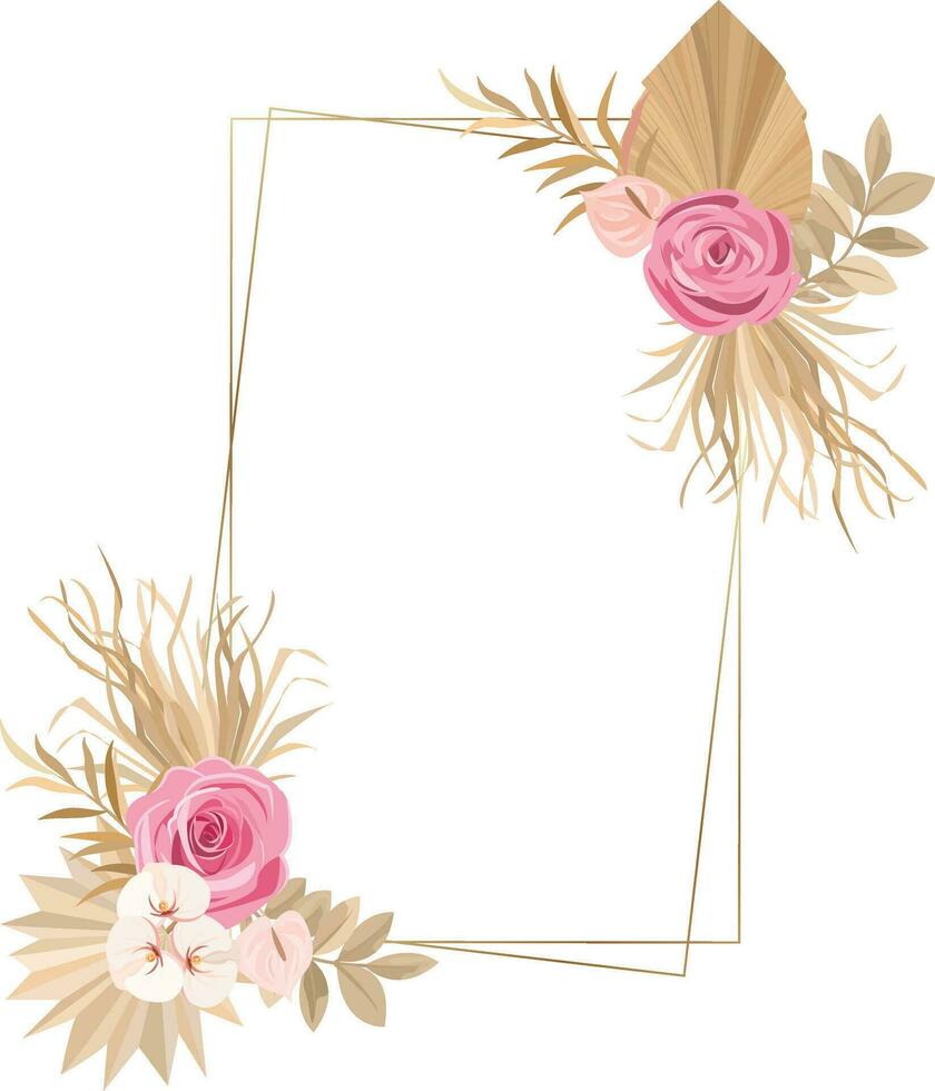 frame with boho style wreath vector