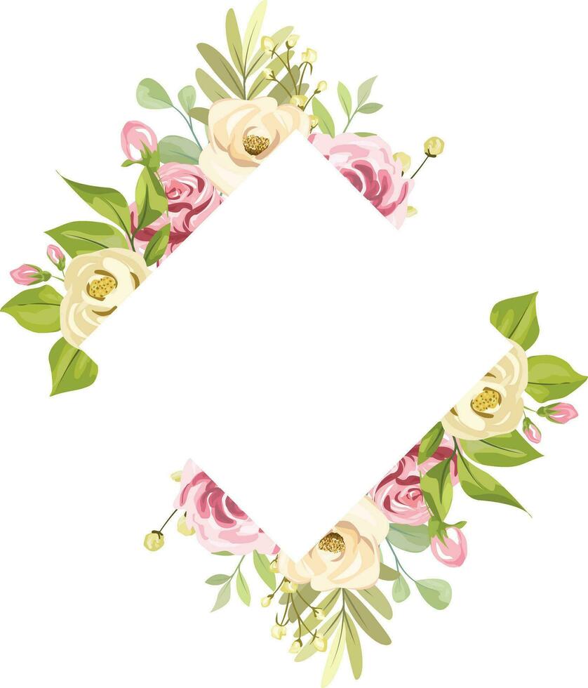 floral frame with beautiful rose decoration vector