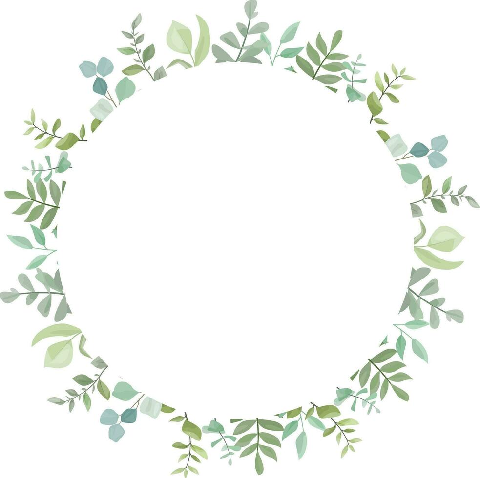 leaf frame with wild leaves and eucalyptus leaves vector