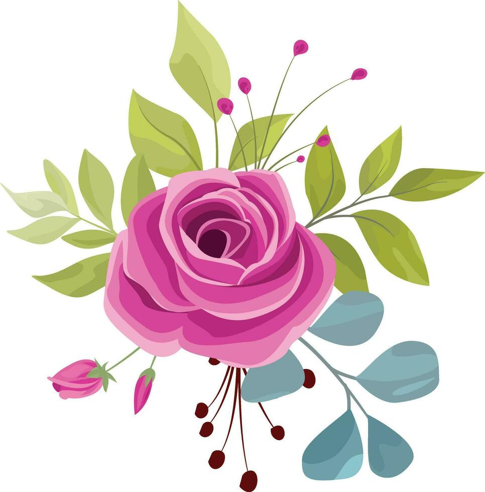 vector rose flower bouquet, perfect for decorating wedding invitations or greeting cards