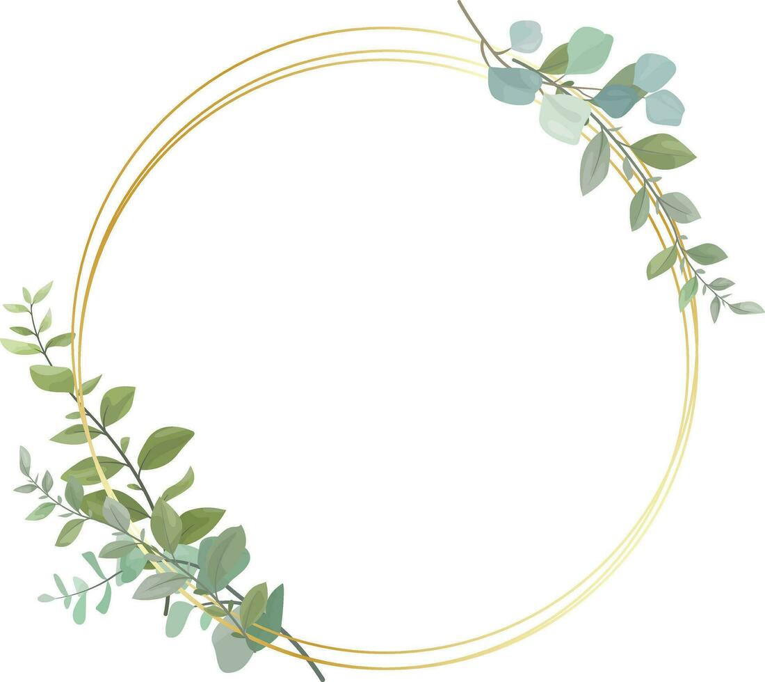 leaf frame with wild leaves and eucalyptus leaves vector