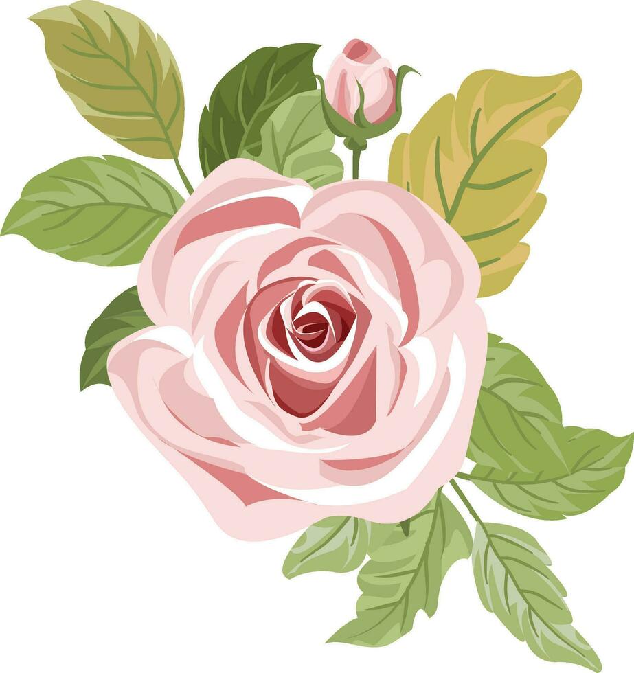 un ramo de flores con hermosa rosado rosas vector