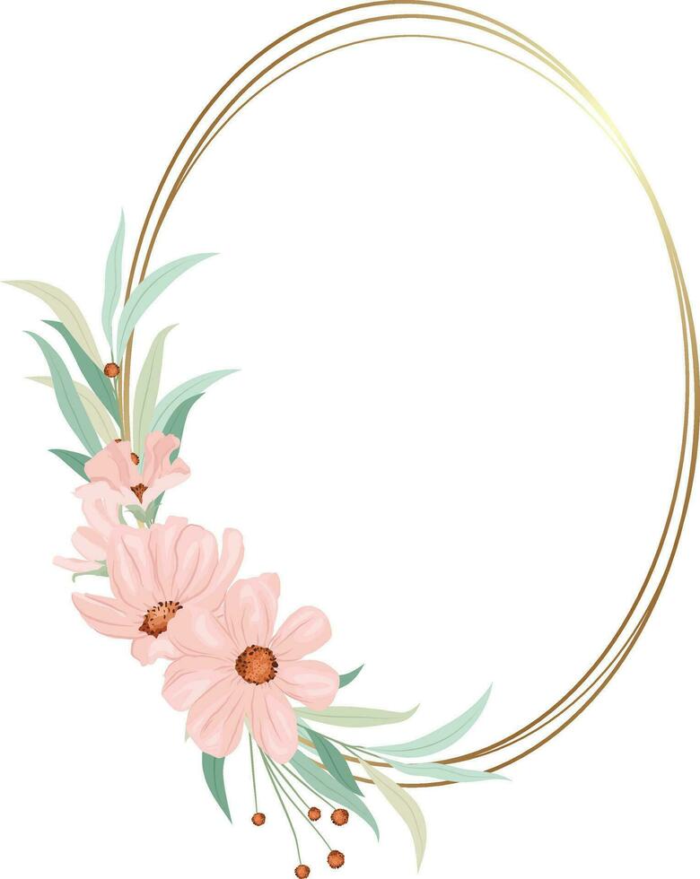 wedding frame with wild pink flowers vector