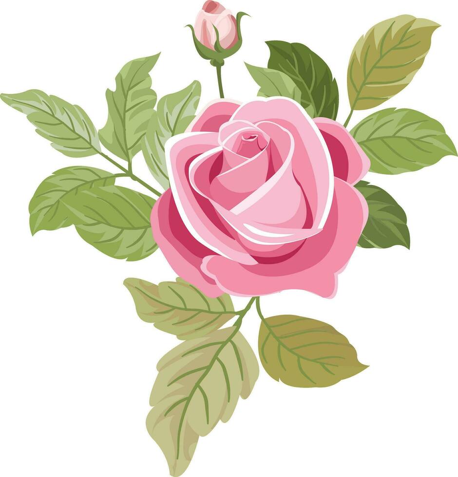 un ramo de flores con hermosa rosado rosas vector