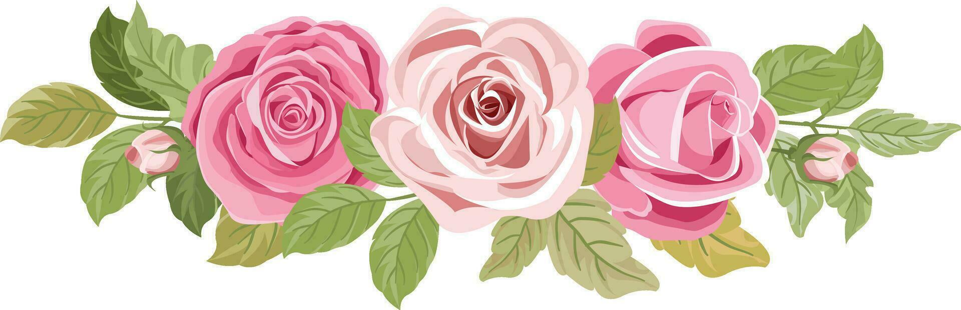 un ramo de flores con hermosa rosado rosas vector