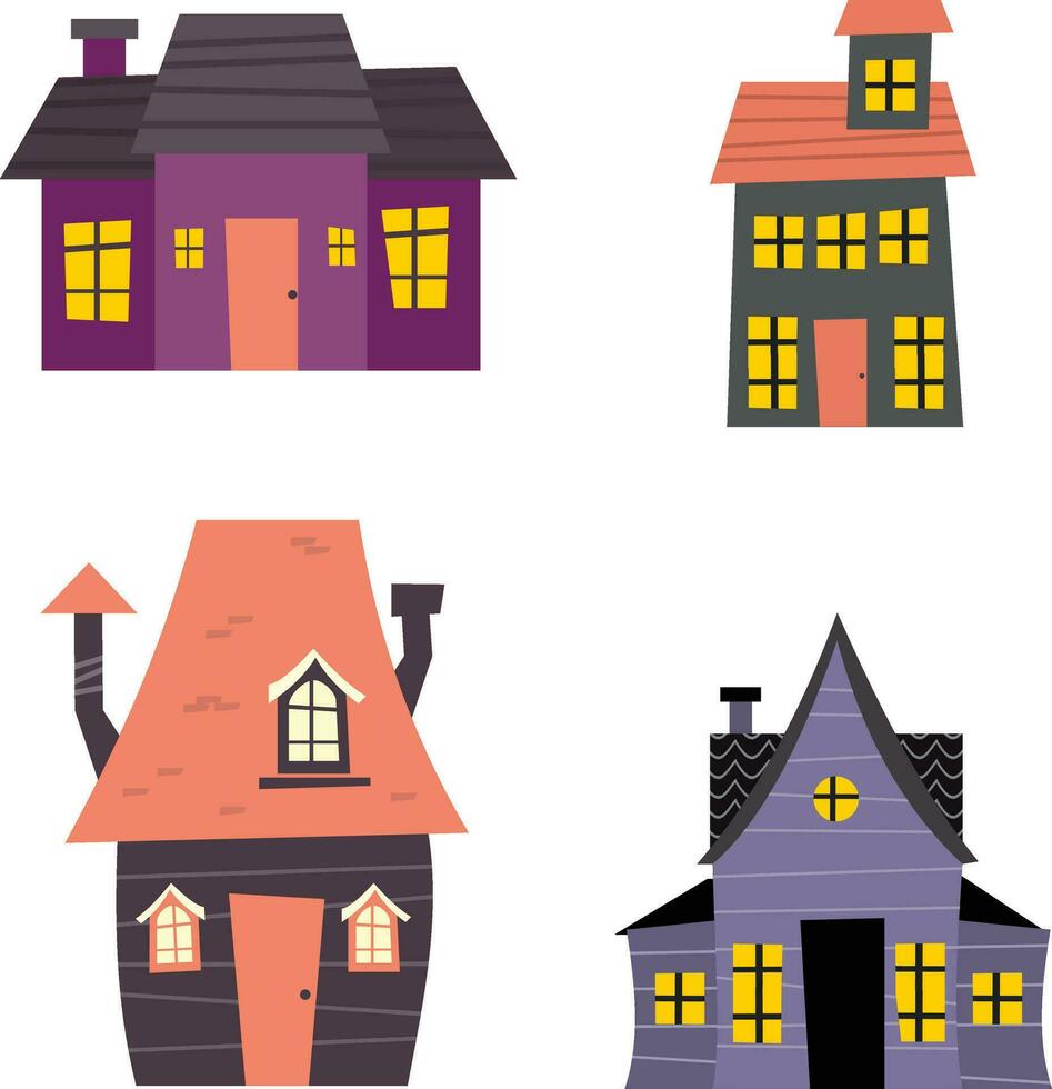 Halloween Gloomy House vector set