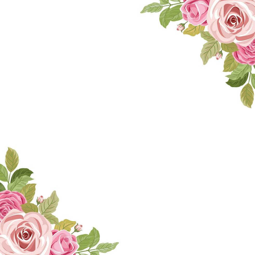 floral border with beautiful pink roses vector