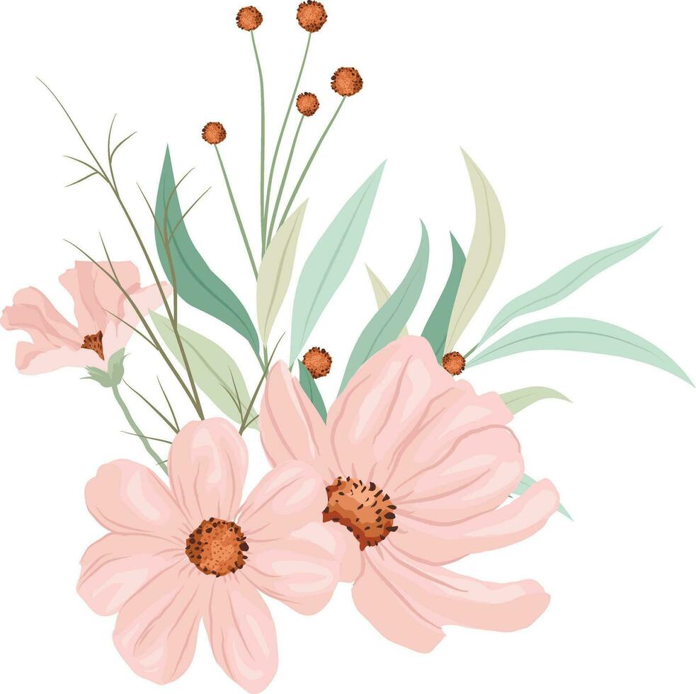 wreath with wild pink flowers vector