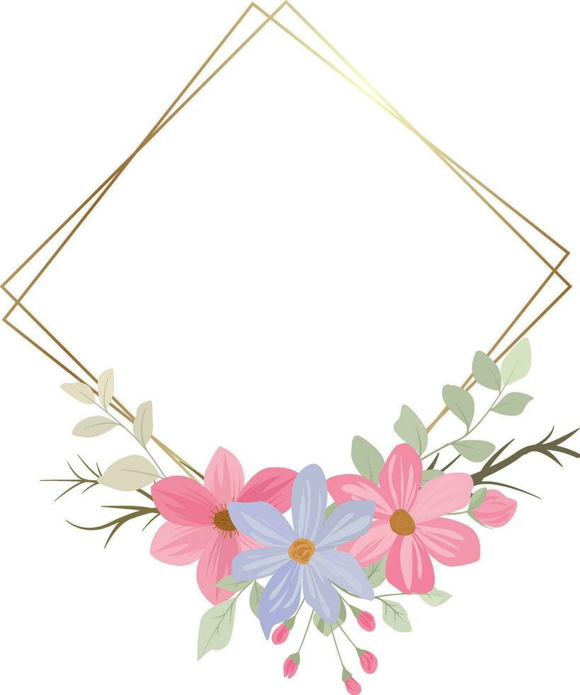 floral frame with wreath of wildflowers vector