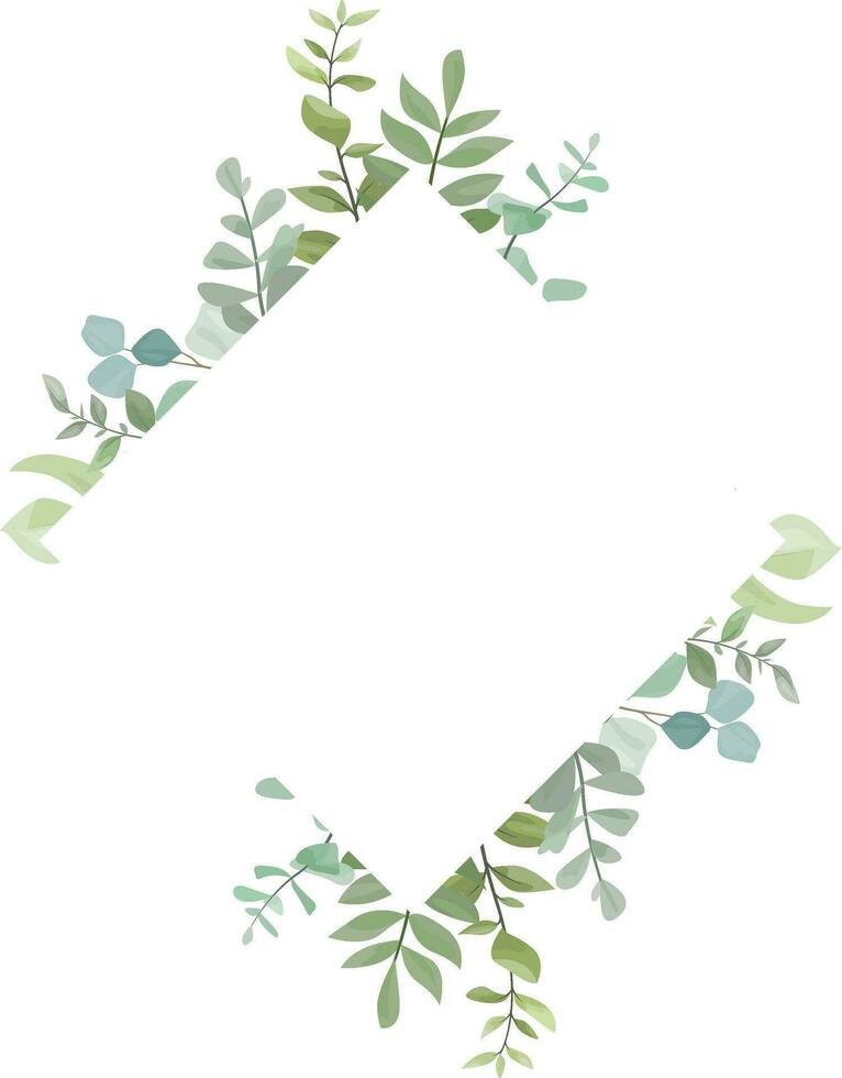 leaf frame with wild leaves and eucalyptus leaves vector