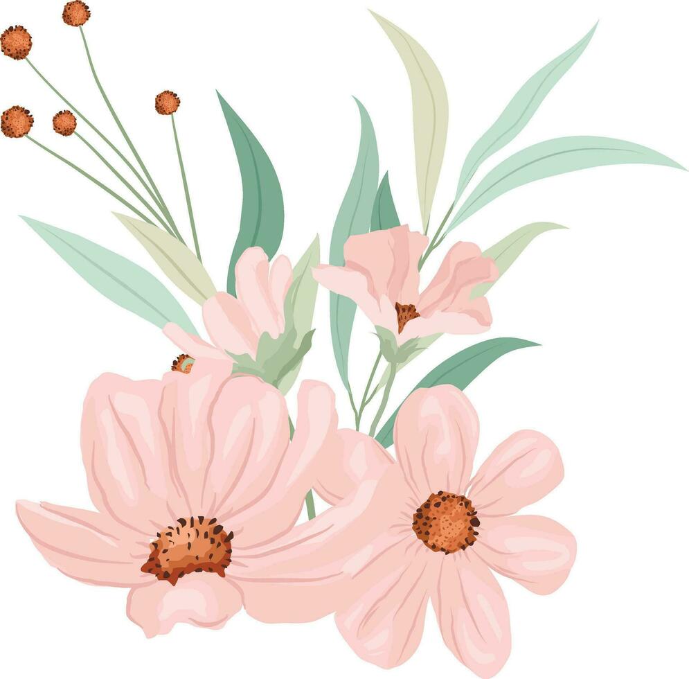 wreath with wild pink flowers vector