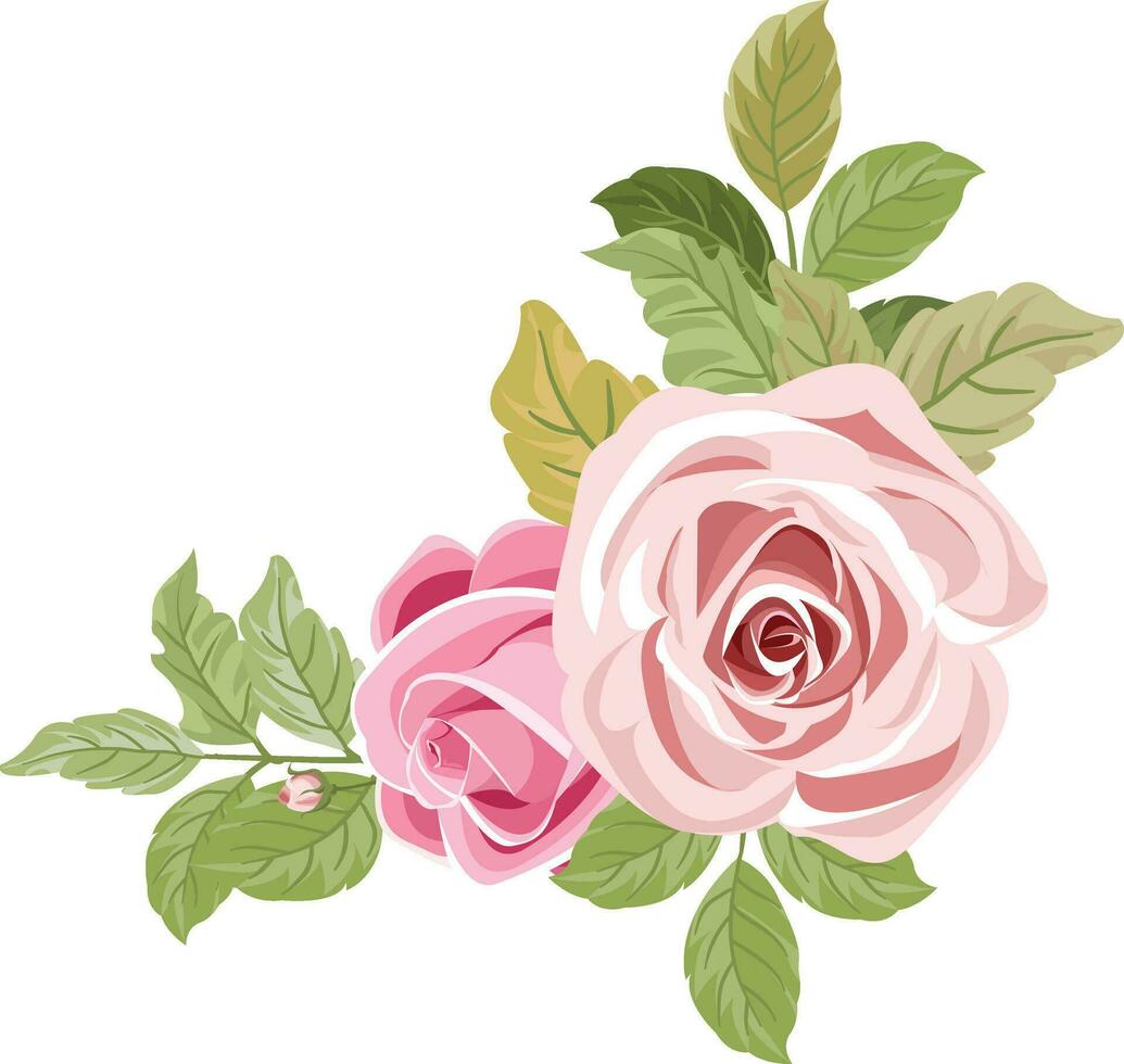 a bouquet with beautiful pink roses vector