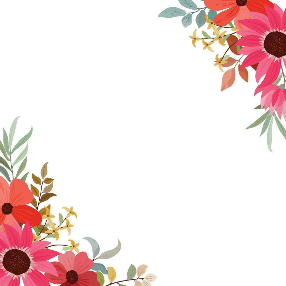 wedding frame with wildflower bouquet vector