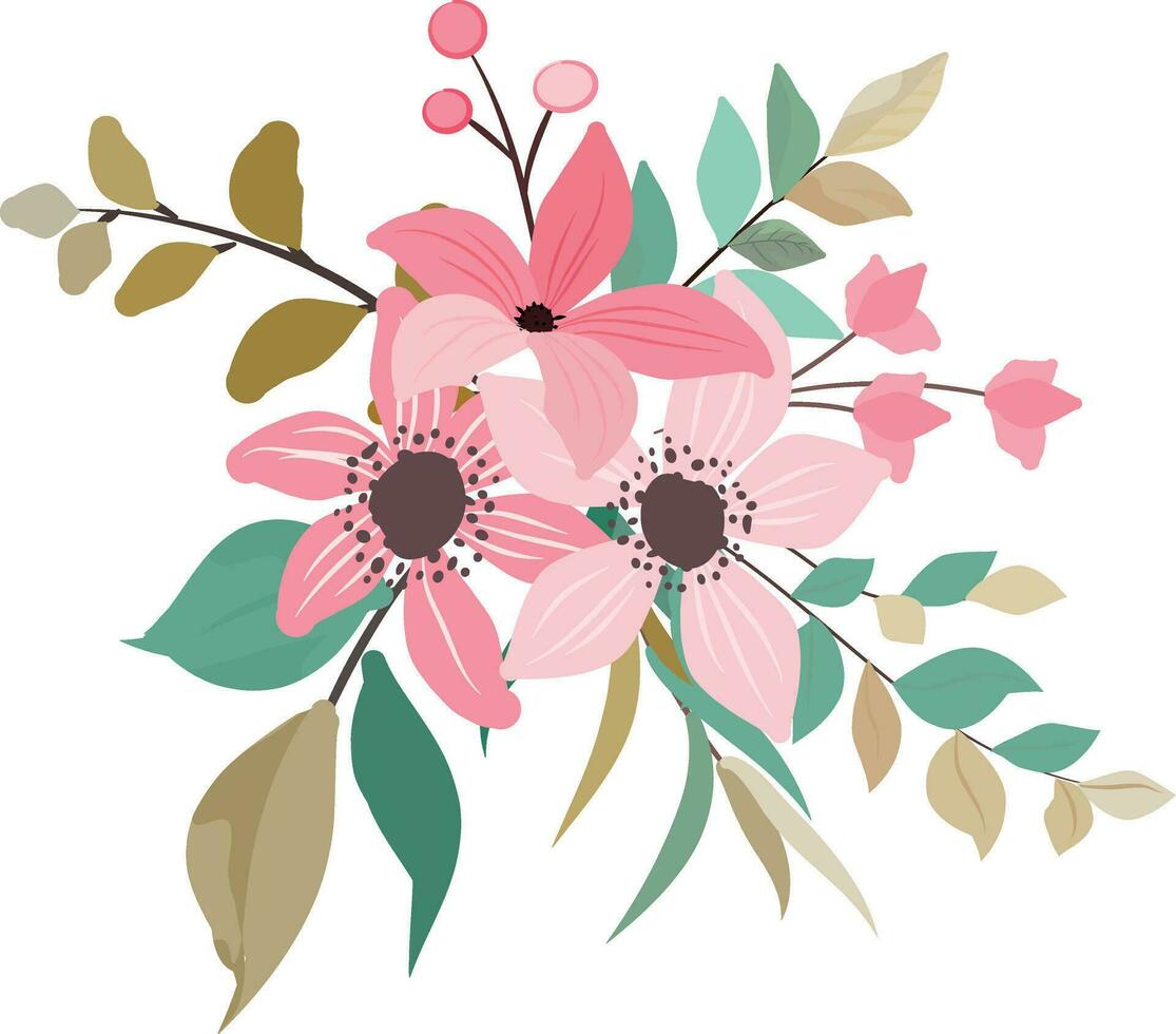 wreath with wild pink flowers vector