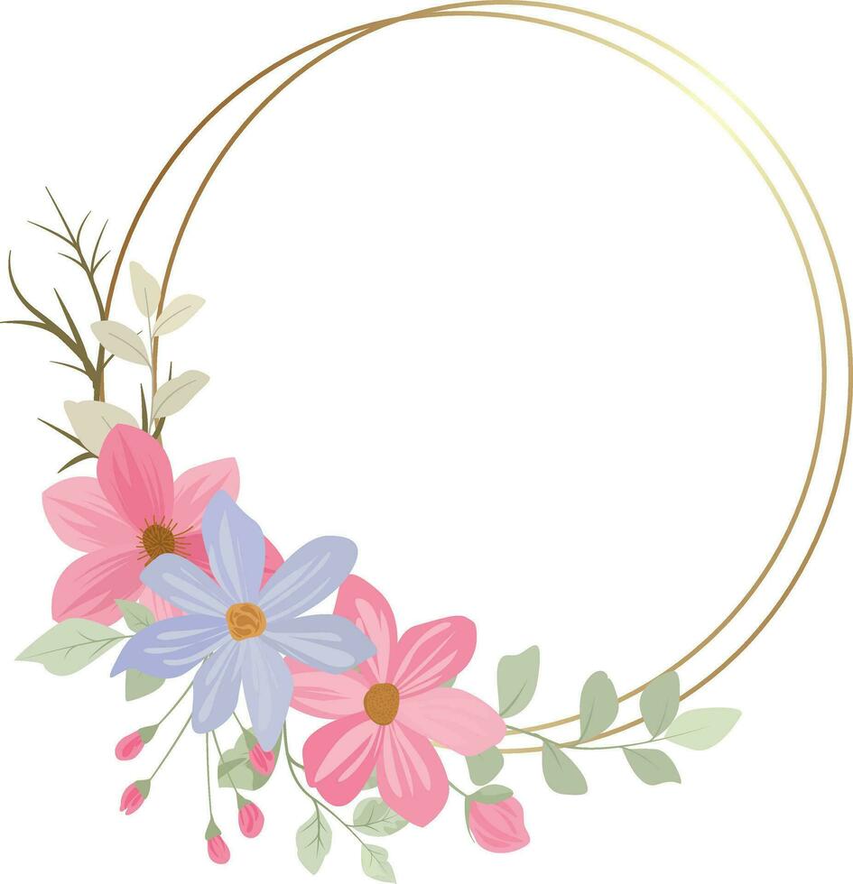 floral frame with wreath of wildflowers vector
