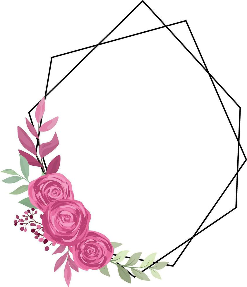 floral frame with maroon roses vector
