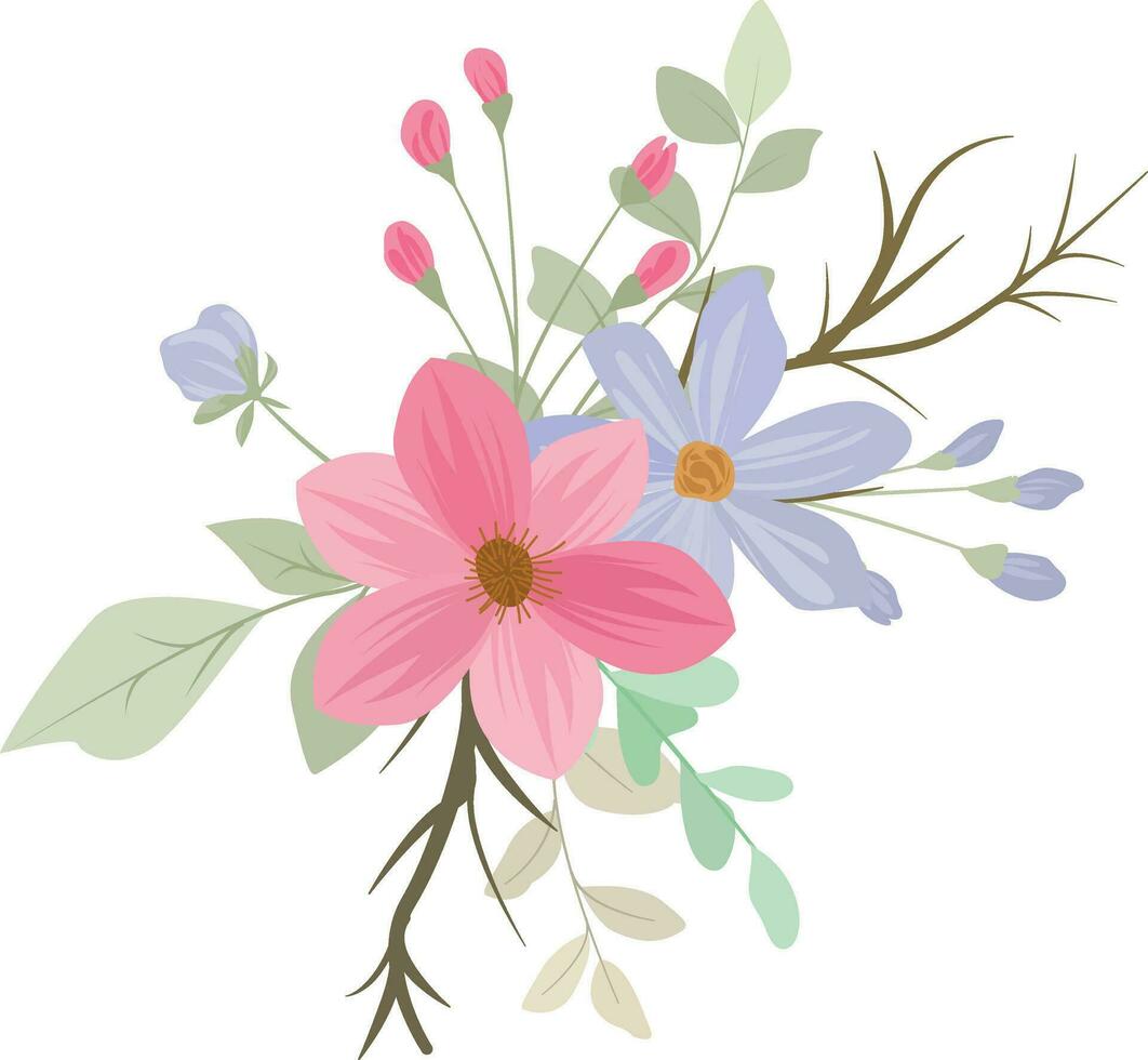 wreath with bouquets of wildflowers vector