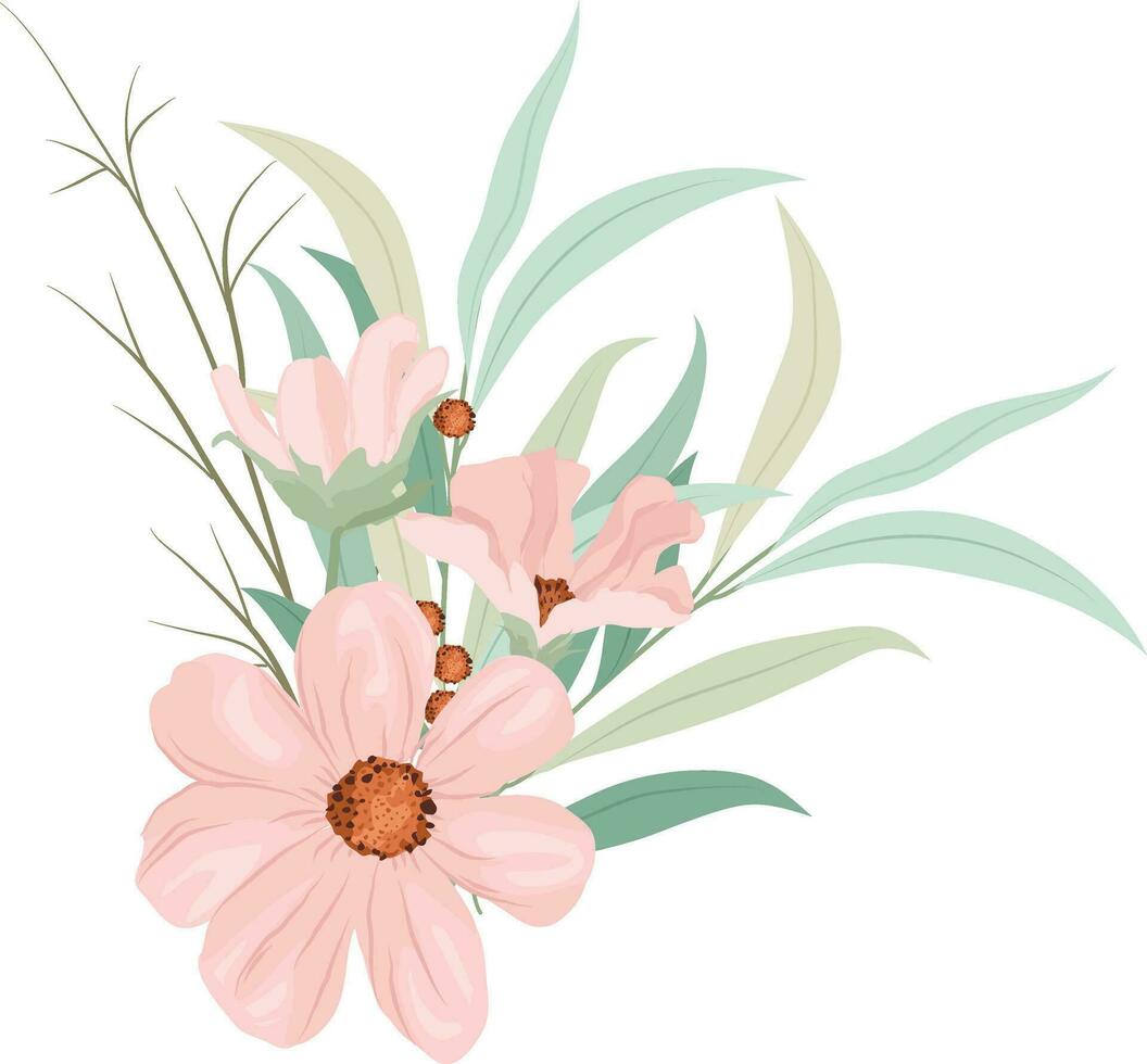 wreath with wild pink flowers vector