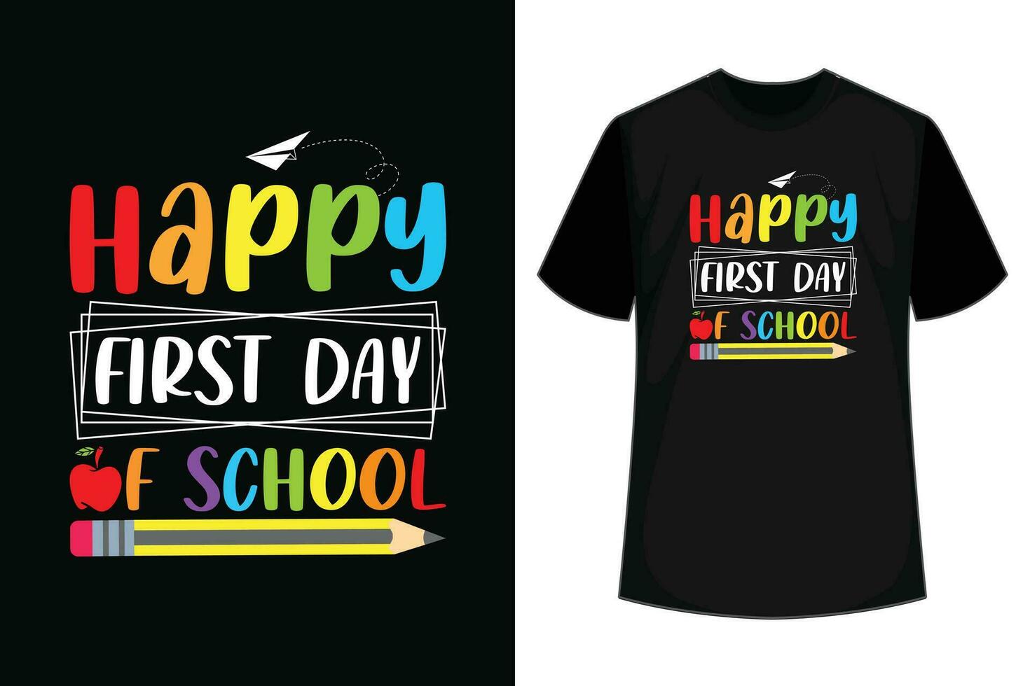 contento primero día de colegio profesor espalda a colegio Niños muchachas camiseta vector