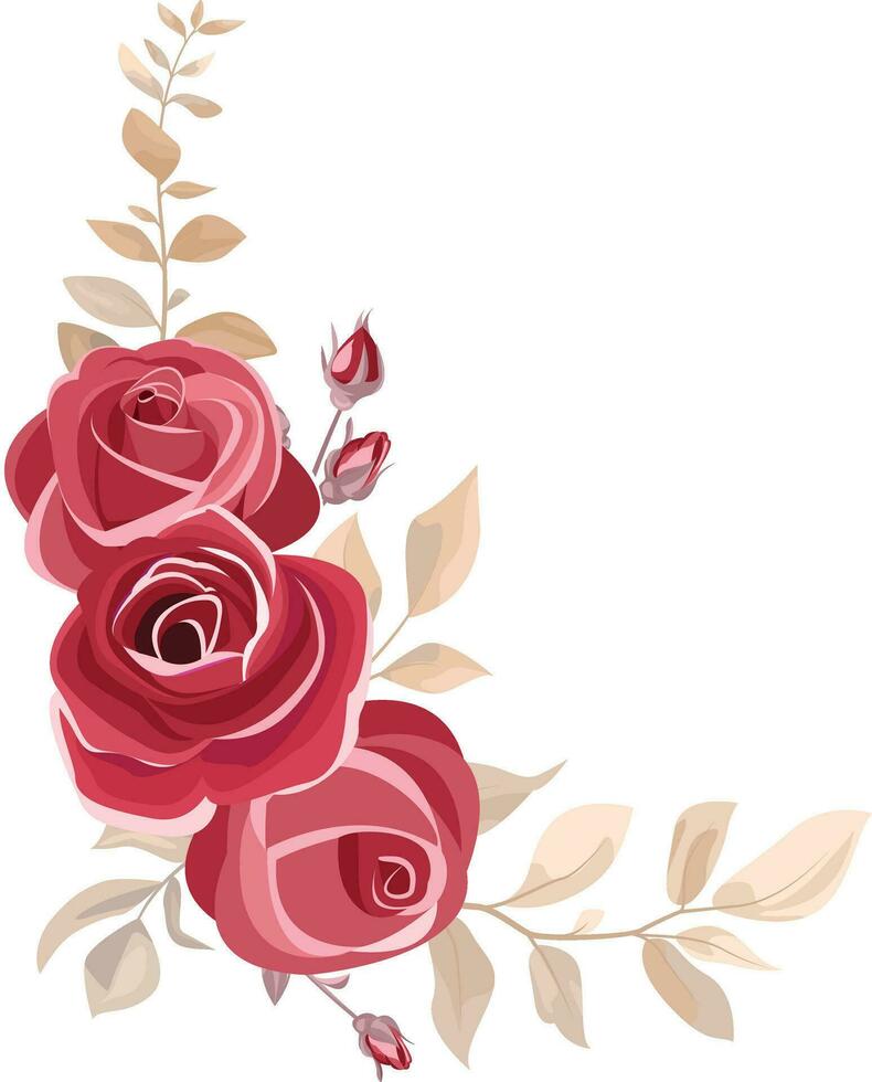 ramo de flores con granate flores y verde hojas. granate flor tallos. Boda invitación fondo de pantalla, papelería, Moda huellas dactilares. vector