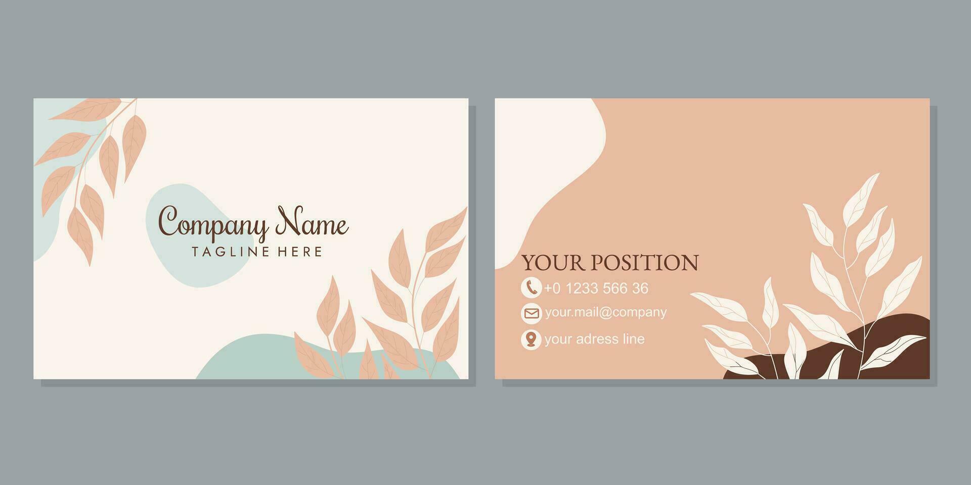 Set of modern business card print templates. design with hand drawn floral pattern. landscape orientation for identity cards, thank you cards, covers, invitations. vector
