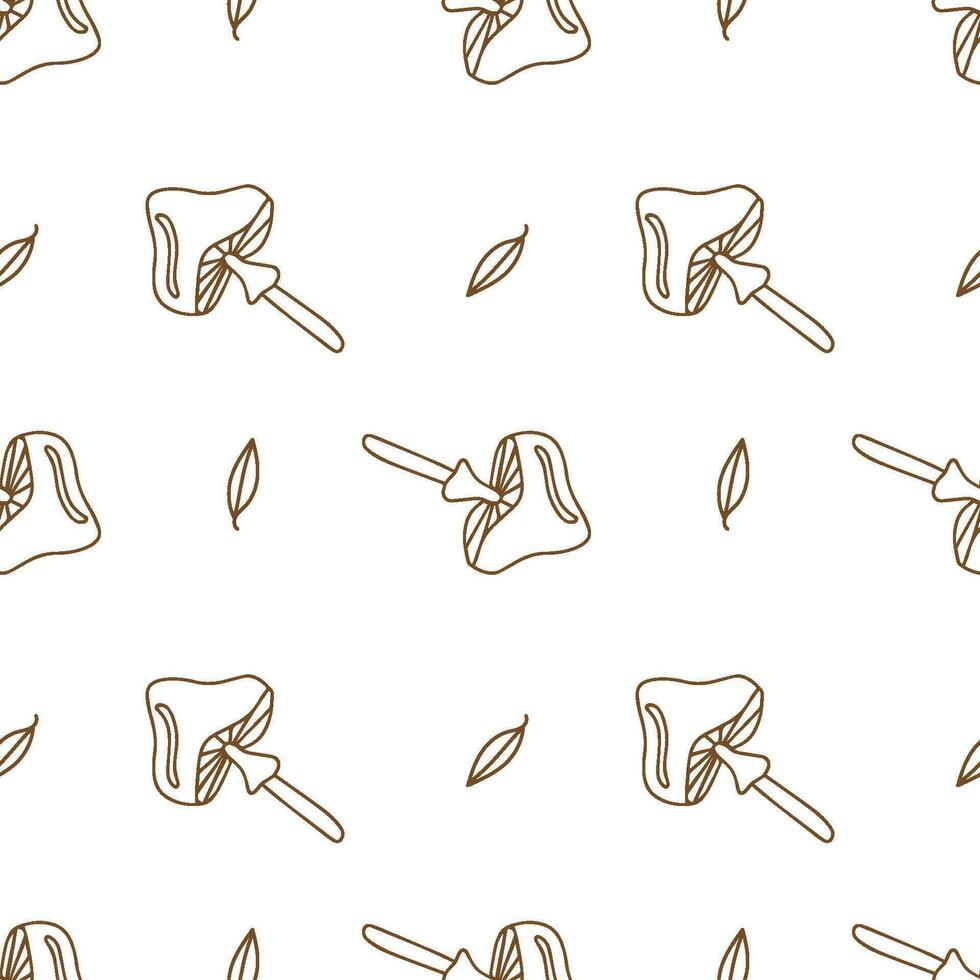 Seamless vector pattern mushrooms in doodle style.