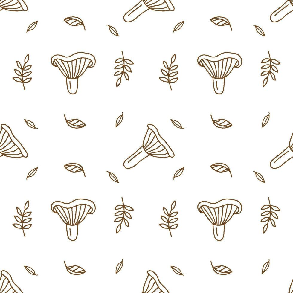 Seamless vector pattern mushrooms in doodle style.