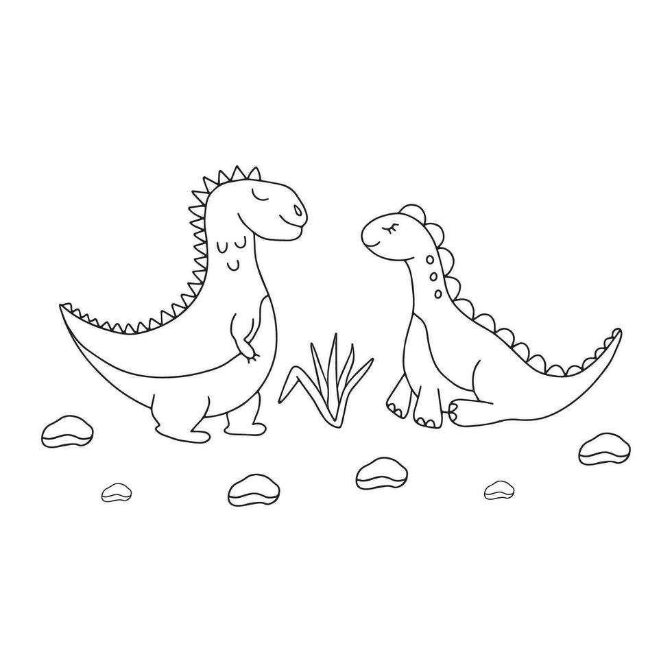 Hand drawn vector illustration of dinosaur,