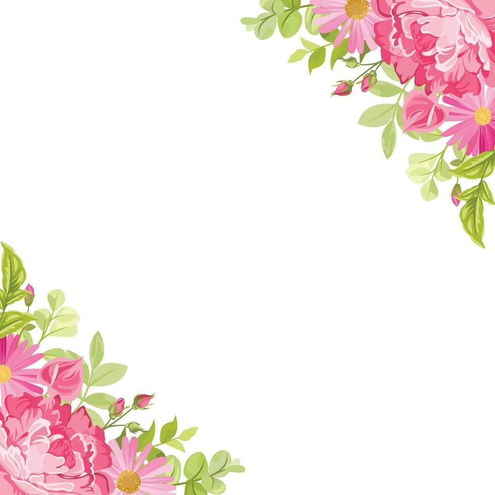 floral border with flower bouquet suitable for wedding invitations or greeting cards vector