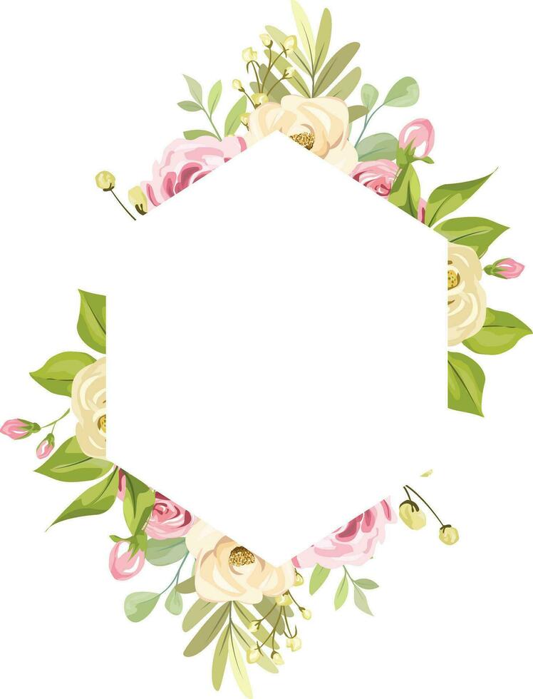 floral frame with beautiful rose decoration vector