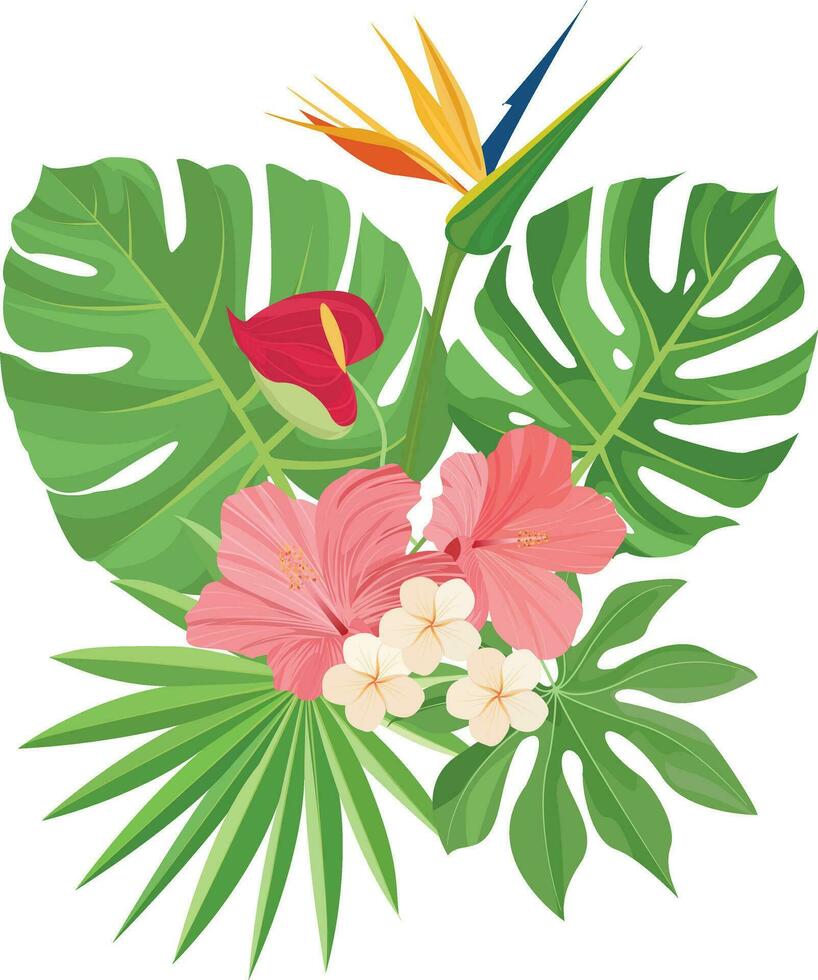 Summer design with tropical leaves decoration vector